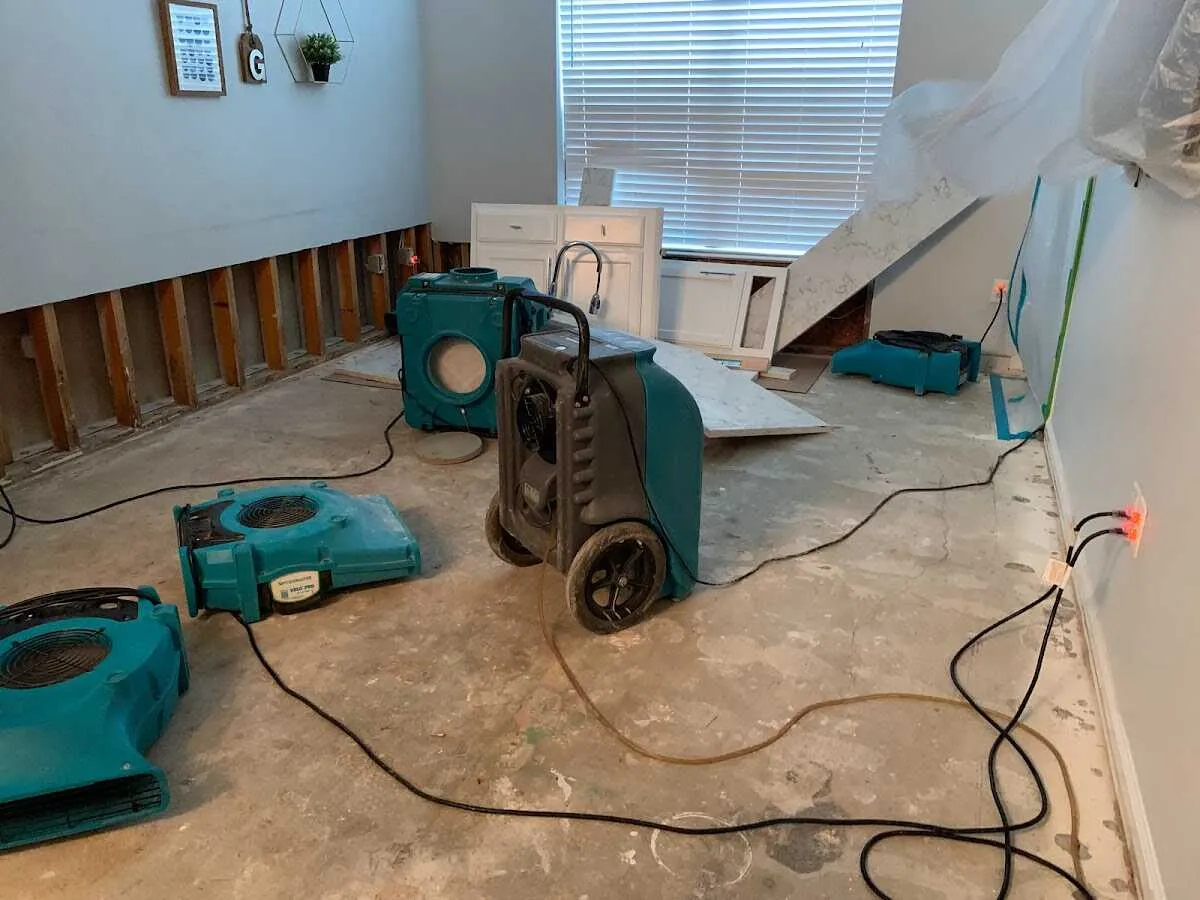 Dehumidifier in flood-cut room for Water Extraction & Removal in Madera